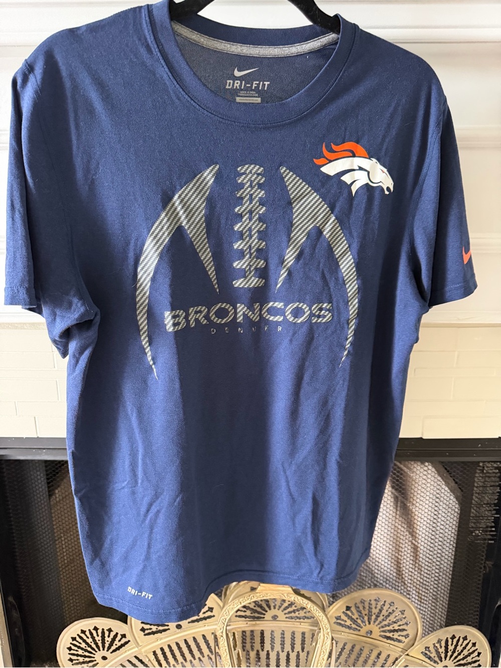 Nike Navy Denver Broncos Graphic Dri-FIT Short Sleeve Tee